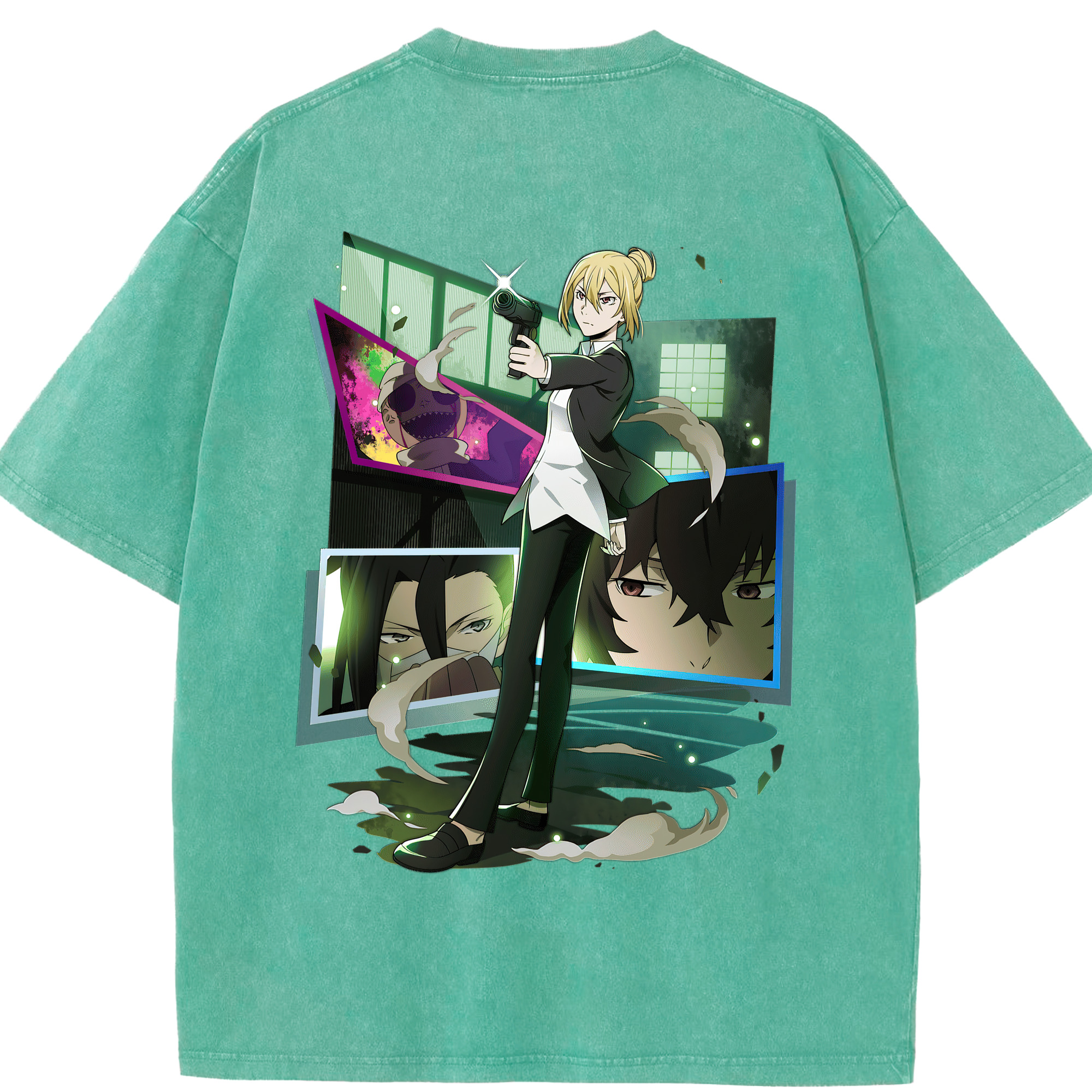 （画像用） 文豪ストレイドッグス Bungo Stray Dogs 綿100% ヴィンテージ風 半袖Tシャツ（背面プリント）